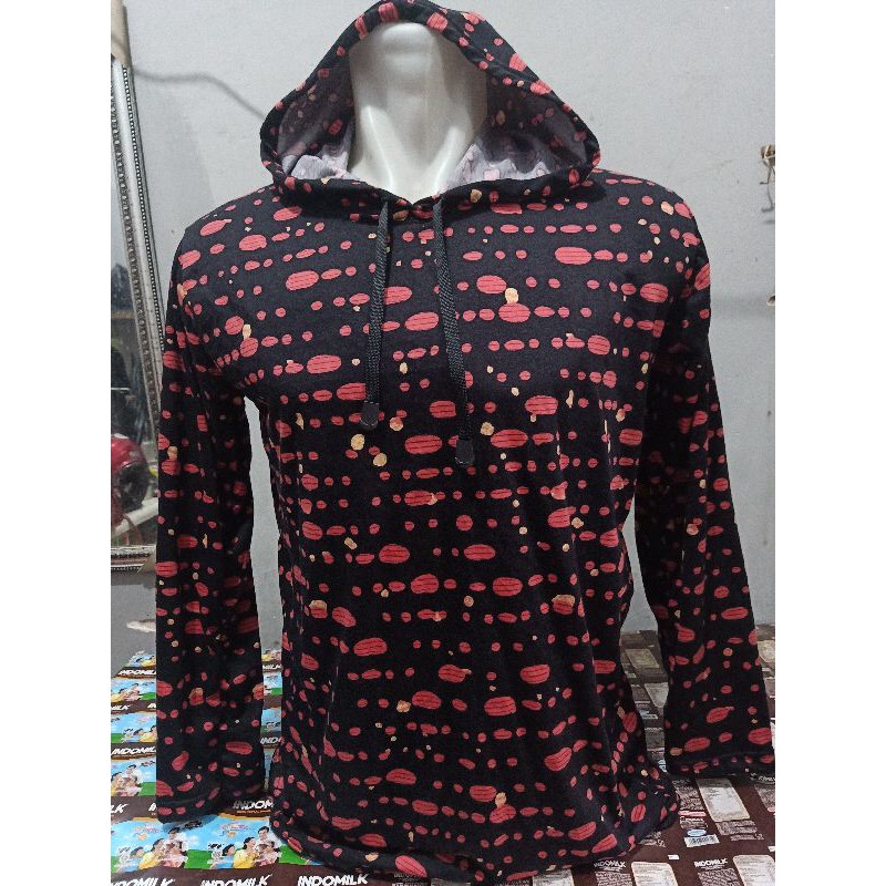 kaos hoodie bokeh red orange lengan panjang