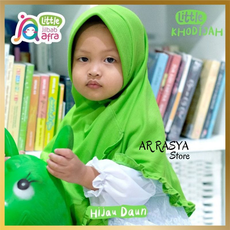 Jilbab Anak Little Khadijah by Jilbab Afra warna Hijau Daun, Jilbab Kaos Anak Jilbab Arfa