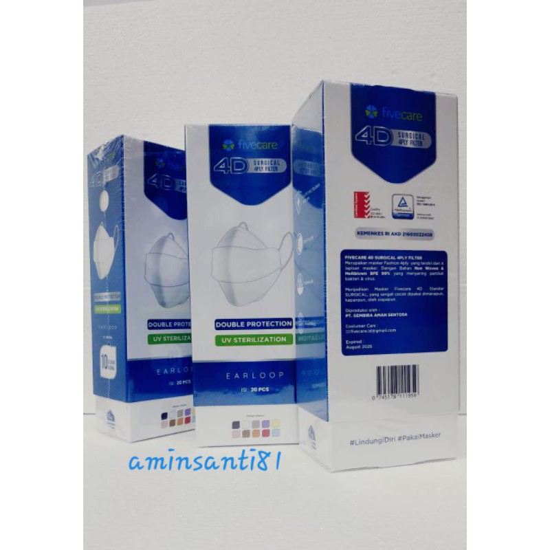 Masker Fivecare 4D/Masker Earloop 4Ply