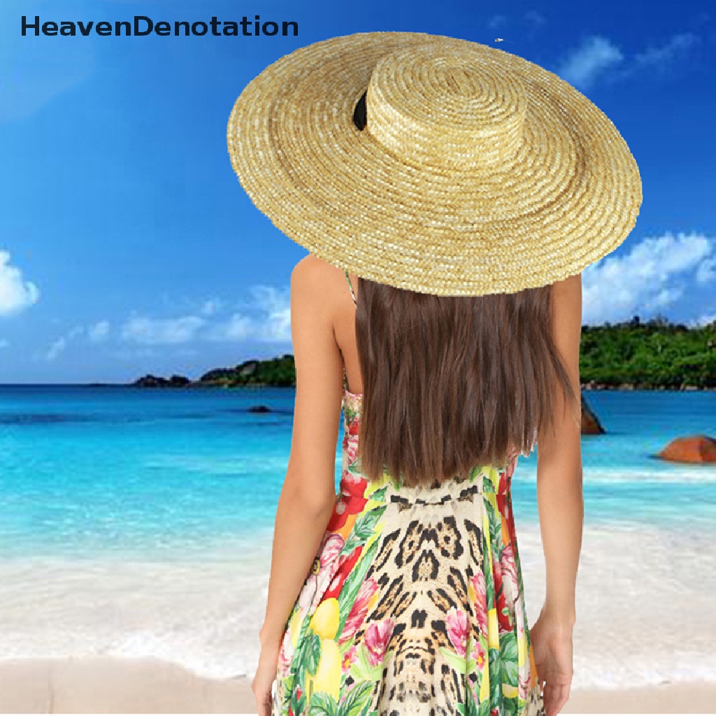 [HeavenDenotation] Wide Brim Straw Hat For Women Long Ribbon Ladies Beach Hat Summer Sun Visor Cap