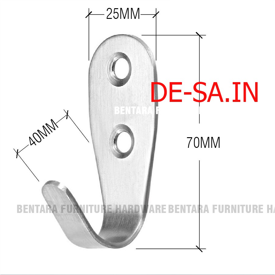 70 MM Kapstok J-Hook Toilet Satu Kait Stainless Steel - Cantolan Gantungan Handuk Hook Baju