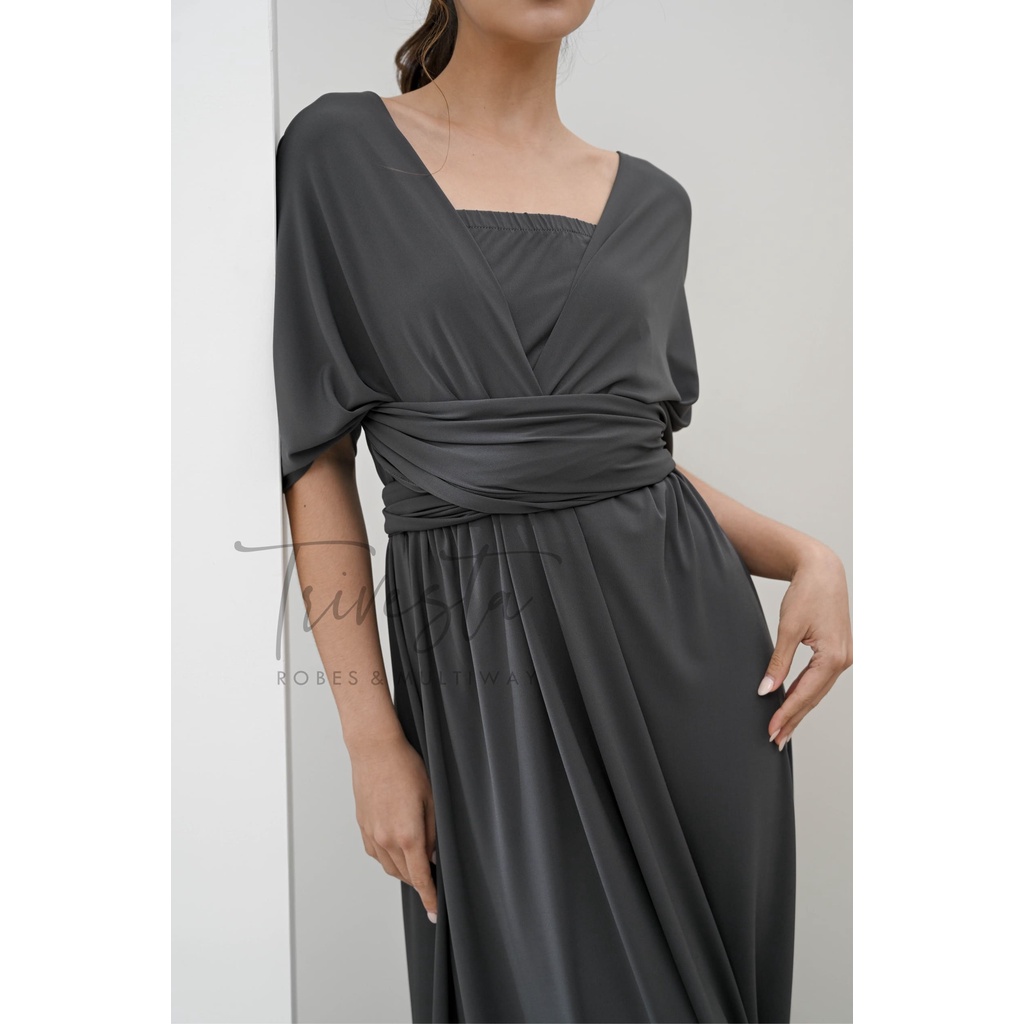 MAXI | DARK GREY | MULTIWAY INFINITY CONVERTIBLE DRESS | FREE KEMBEN &amp; SPECIAL LONG SCRAFT