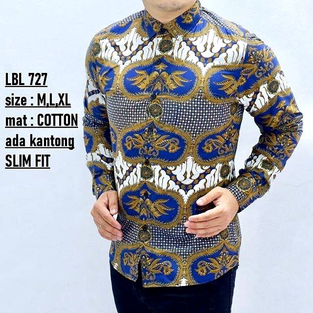 LBL 727 HEM KEMEJA BATIK PRIA SLIM FIT LENGAN PANJANG LUIGI BATANI