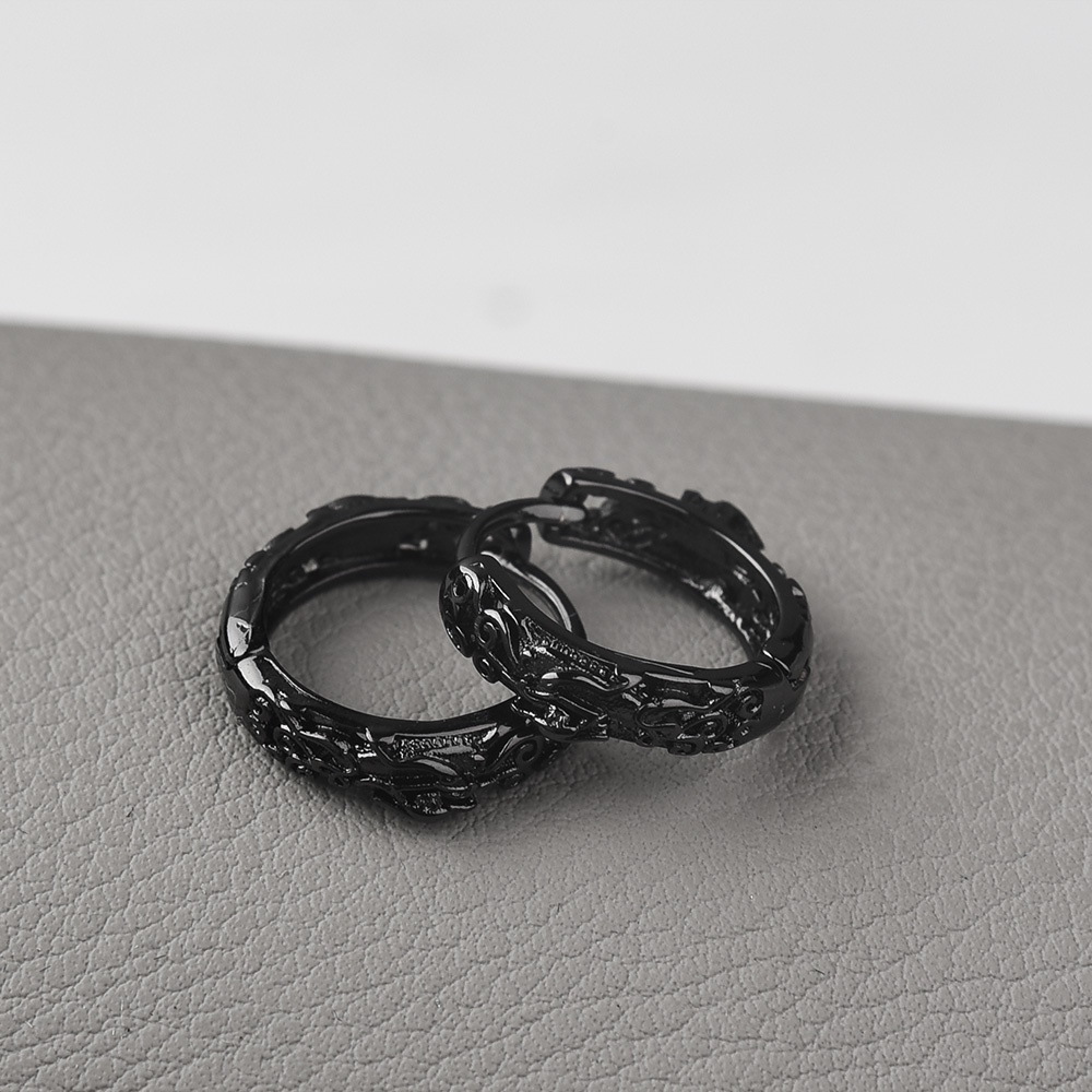 Anting Stud Gesper Telinga Pixiu Gaya Punk Hip-Hop China Feng Shui Good Luck Untuk Pria Dan Wanita