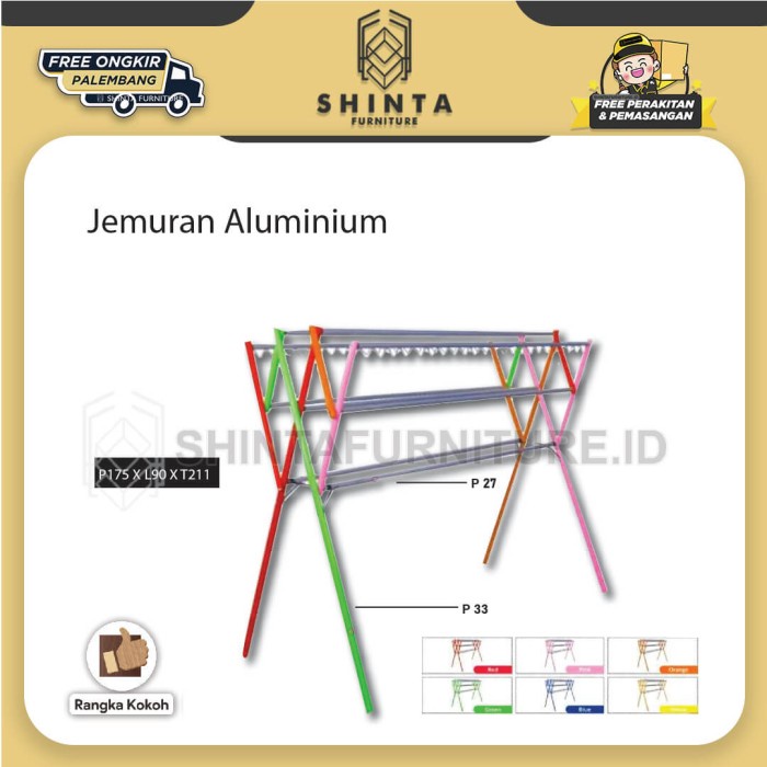 Jemuran Handuk 9 Palang Aluminium Lipat / Jemuran Baju Aluminium