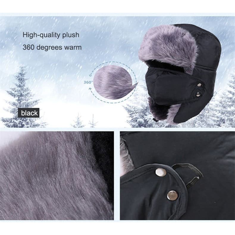 masker winter hat topi bomber bulu hangat