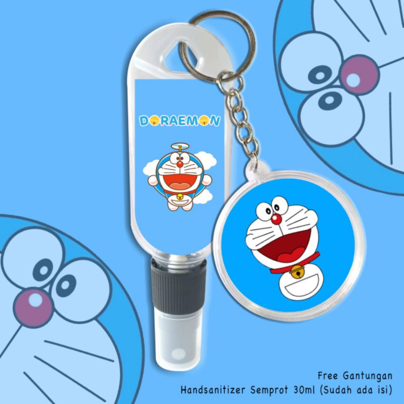 HANDSANITIZER DORAEMON ISI 30ML+FREE GANTUNGAN KUNCI/HANDSANITIZER SPRAY DORAEMON