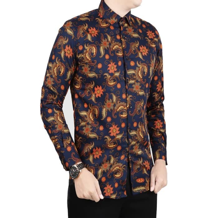 VM Kemeja Batik Panjang Slimfit - Baju Batik Pria Modern Slim Casual