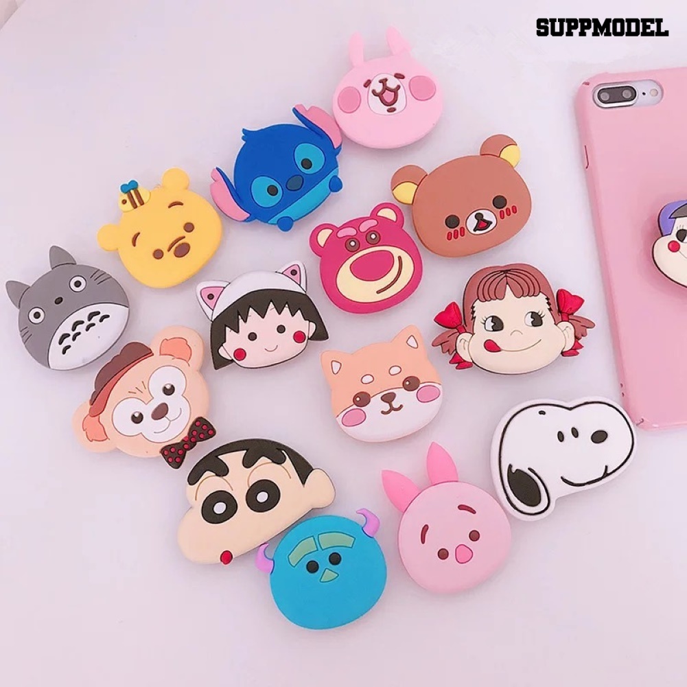 Sdl Stand Bracket Grip Jari Holder Handphone Desain Kartun Bayi Anjing / Beruang Dengan Perekat