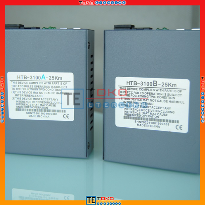 Sepasang HTB-3100 Fiber Optic Media Konverter Single Mode dengan 5V 2A EU Adaptor-2