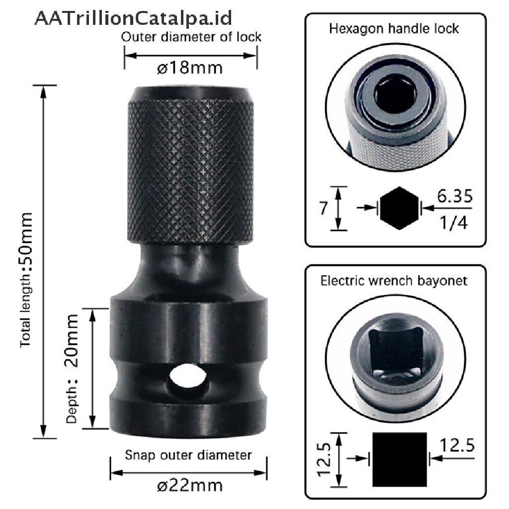 Aatrillioncatalpa Kunci Pas Hex Ratchet Socket 1 / 2 &quot;Persegi Ke 1 / 4&quot; Bahan Baja