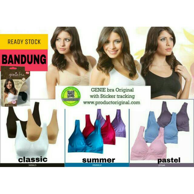 (ADA STICKER TRACKING) MADE IN JAPAN Genie Bra sport 1 box isi 3  Pastel Summer Classic Bra menyusui