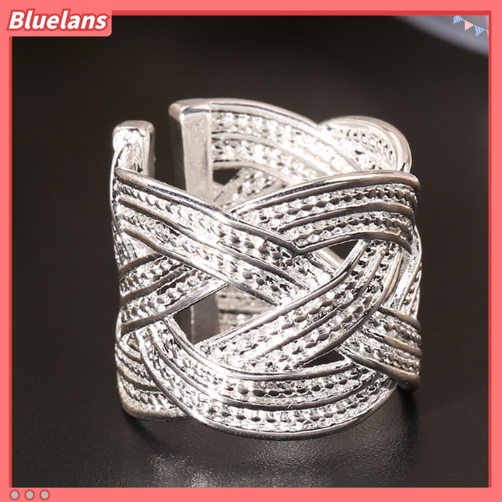 Bluelans Women Fashion 925 Silver Plated Ethnic Style Opening Claw Mesh Finger Ring Party