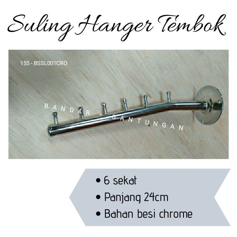Hanger Suling Tembok  Beli 20 Pcs Gratis 1 Pcs Gantungan Baju Suling Besi 6 Titik Tekuk Gantungan Baju-BH