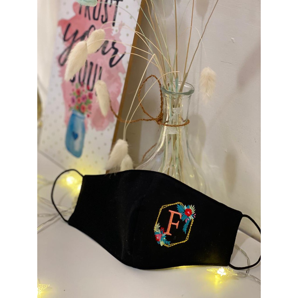 MASKER KAIN BORDIR HURUF CUSTOM