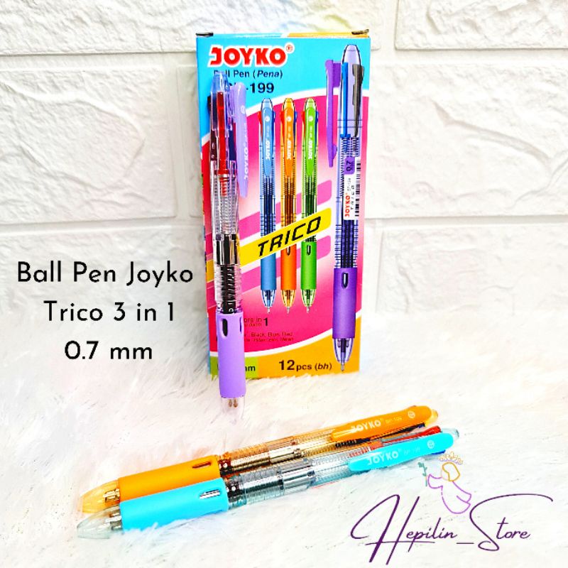 

Ballpoin Joyko Trico 3 in 1 ECER 1 BIJI / Pulpen Joyko BP-199 / Pena Joyko / Bolpen 3 warna Joyko