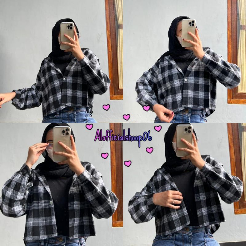 CROP TOP FLANEL / KEMEJA FLANEL WANITA / KEMEJA CROP / KEMEJA WANITA TERBARU-Al 30