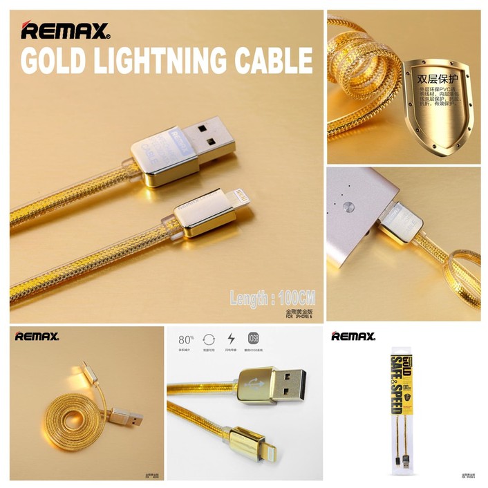 Remax Kingkong LIGHTNING Gold Edition Original Fast Data Cable / kabel charger  hp