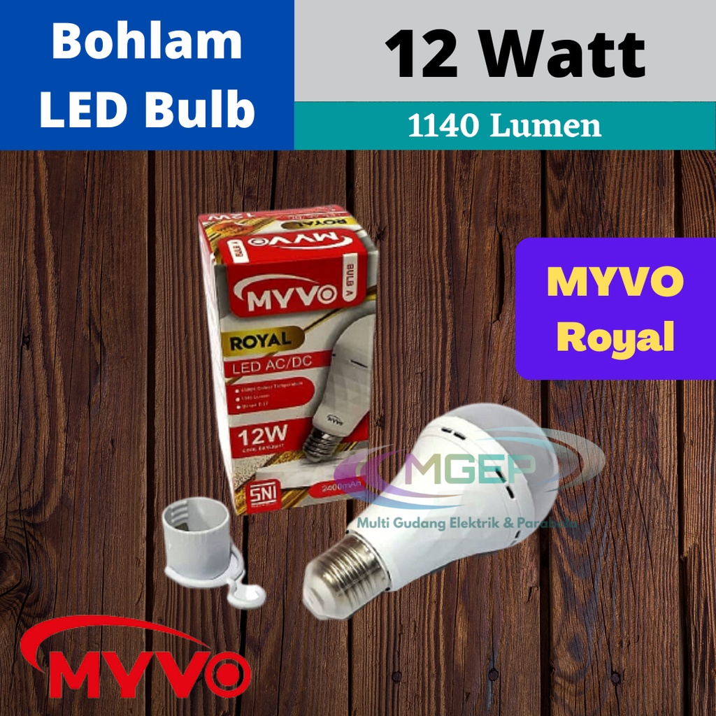 Bohlam LED Emergency Myvo Royal 12 Watt + fitting Lampu darurat Lampu Magic