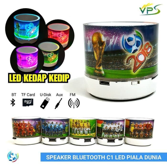 Speaker BLUETOOTH MINI LED Light C1 Sepak Bola Piala Dunia Grosir