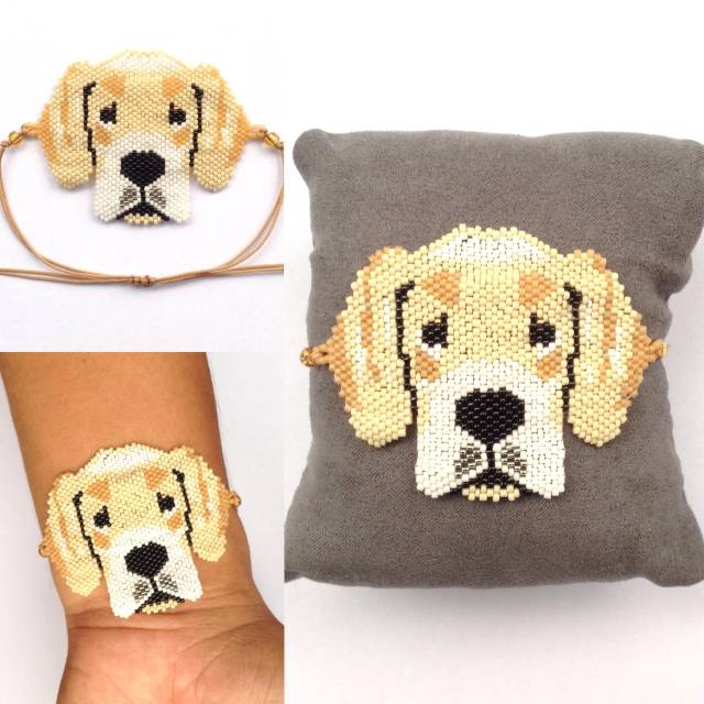 Gelang tali manik miyuki fashion wanita karakter anjing golden brachelet handmade