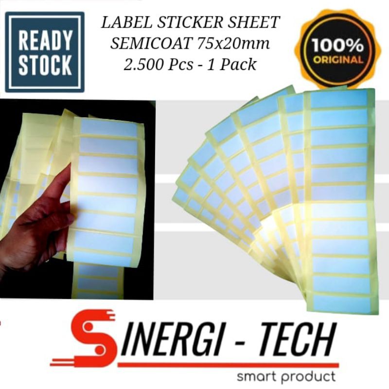 

LABEL STICKER SHEET SEMICOAT UKURAN 75x20mm - 1 PACK ISI 2.500 PCS