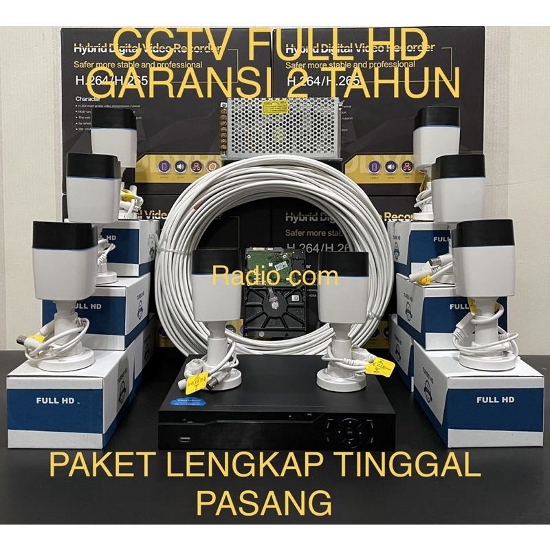 paket cctv 8 chanel 8 camera 5mp 1080p full hd ir sony(full outdoor)lengkap siap pasang