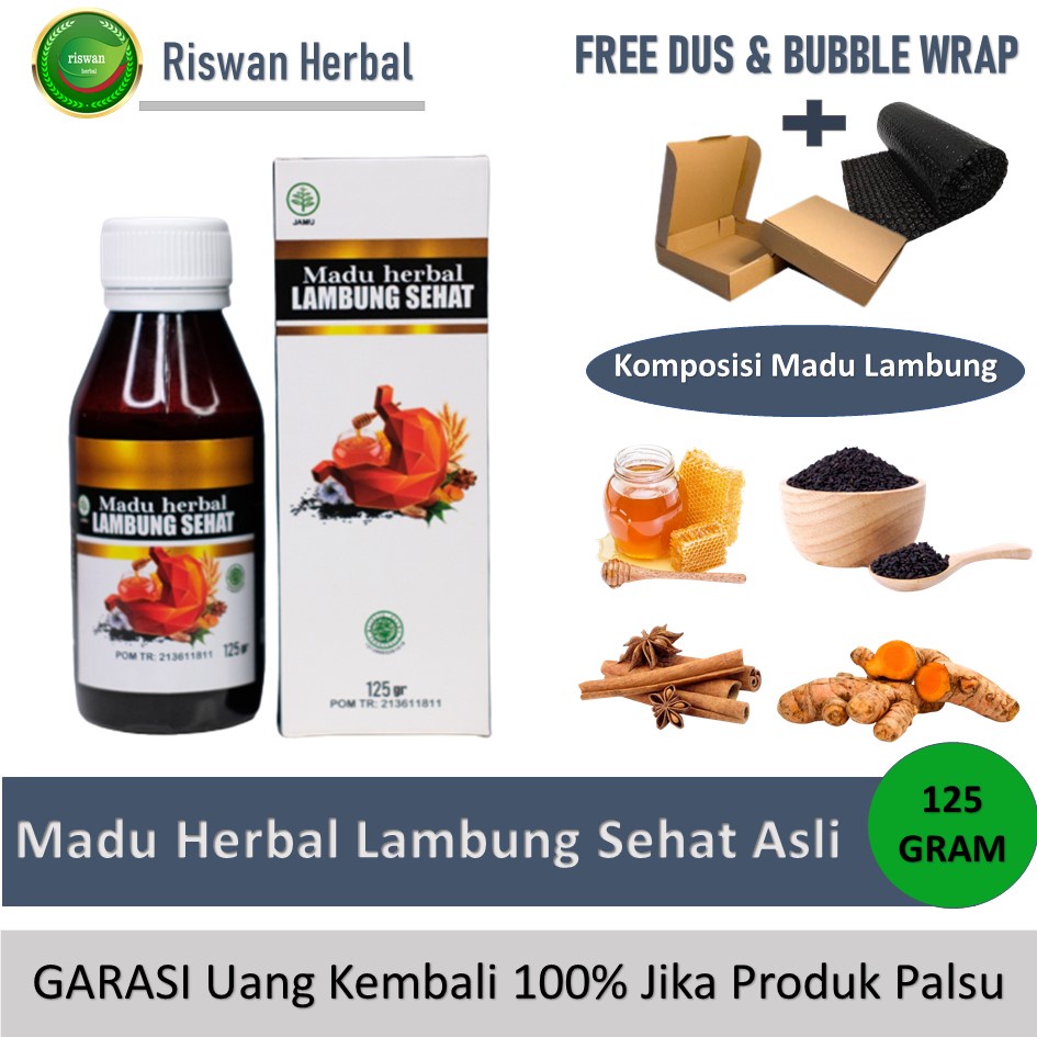 Madu Herbal Obat Untuk Maag Kronis Gangguan Pencernaan Nyeri Radang Lambung Dan Mual Perut Kembung Madu Herbal Sehat Lambung 125 Gram BPOM Dan Halal MUI 100% Original