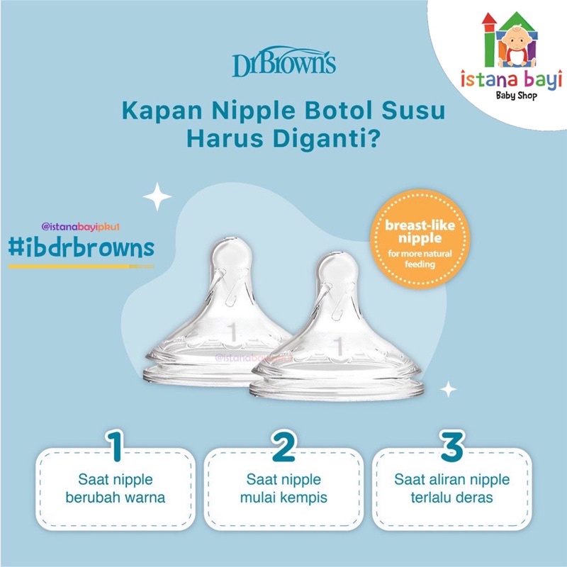 Dr.Brown's Silicone Wide neck Options + Nipple/Botol susu