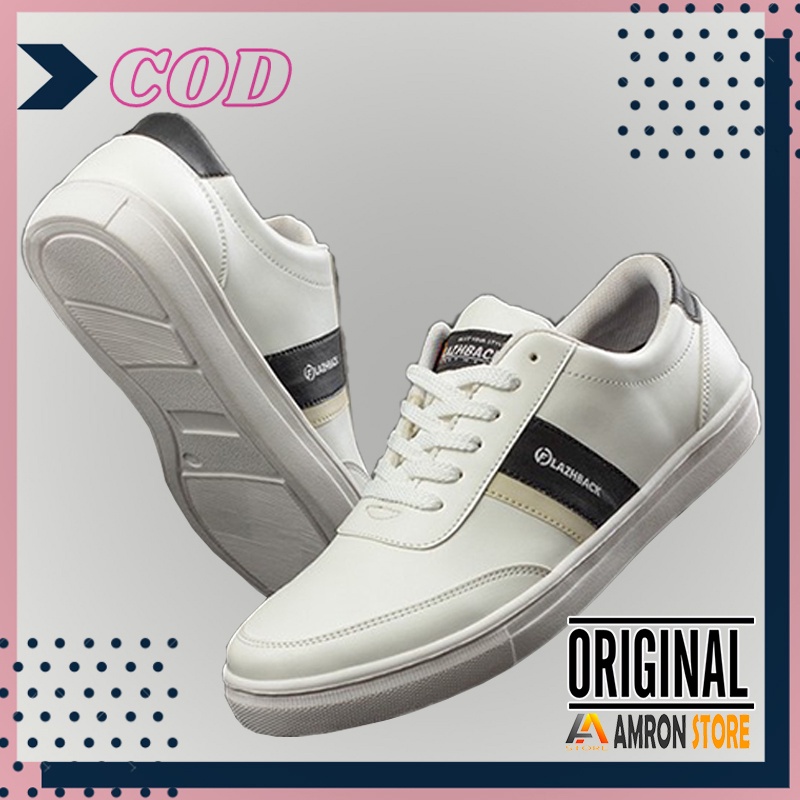 Sepatu Sneakers Putih Pria Cowok Kasual F1201 NAZ Amron Store