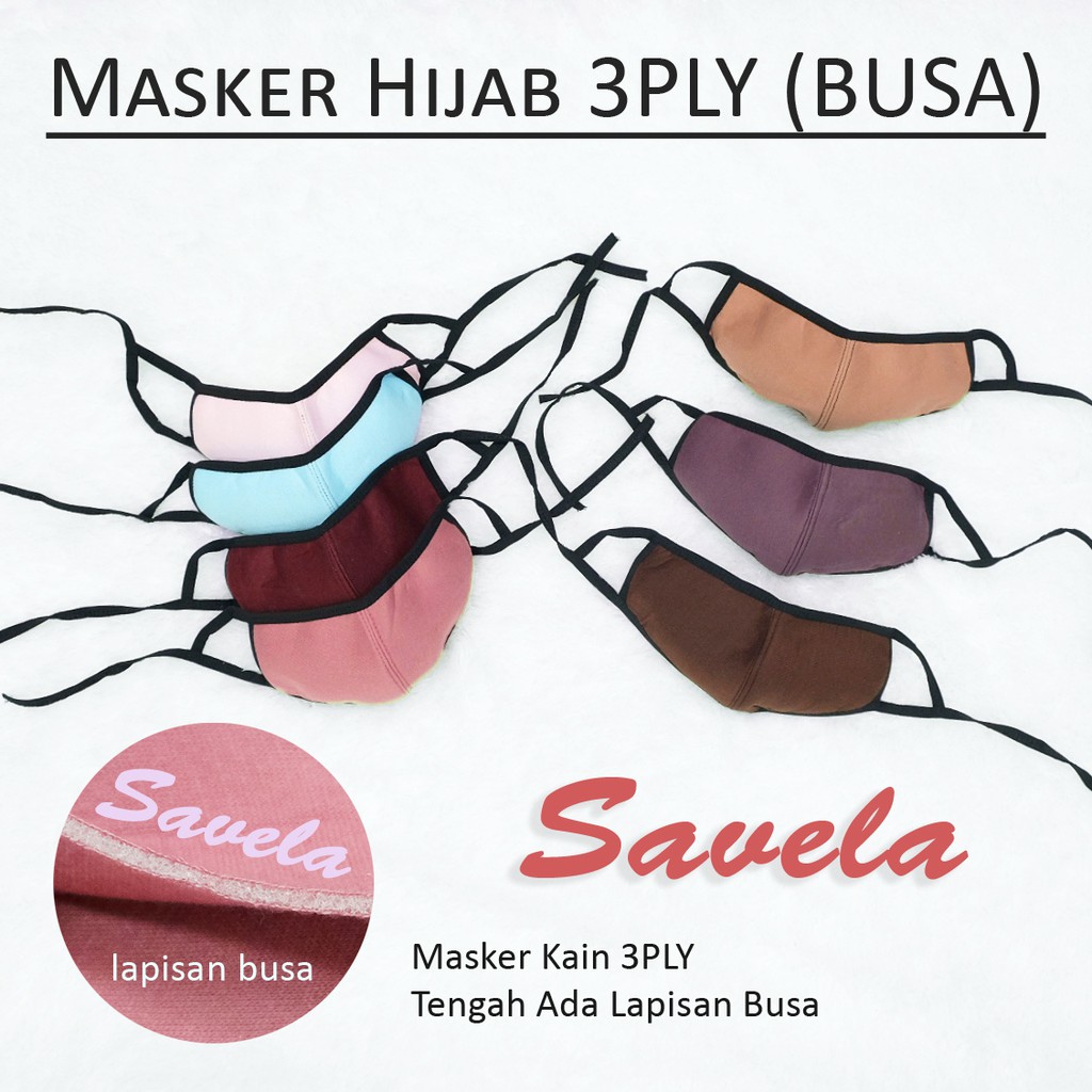 MASKER 3Ply | Masker Kain + Busa 3 Lapis / Bisa Di Cuci / Masker Hijab / art SVL MK 01