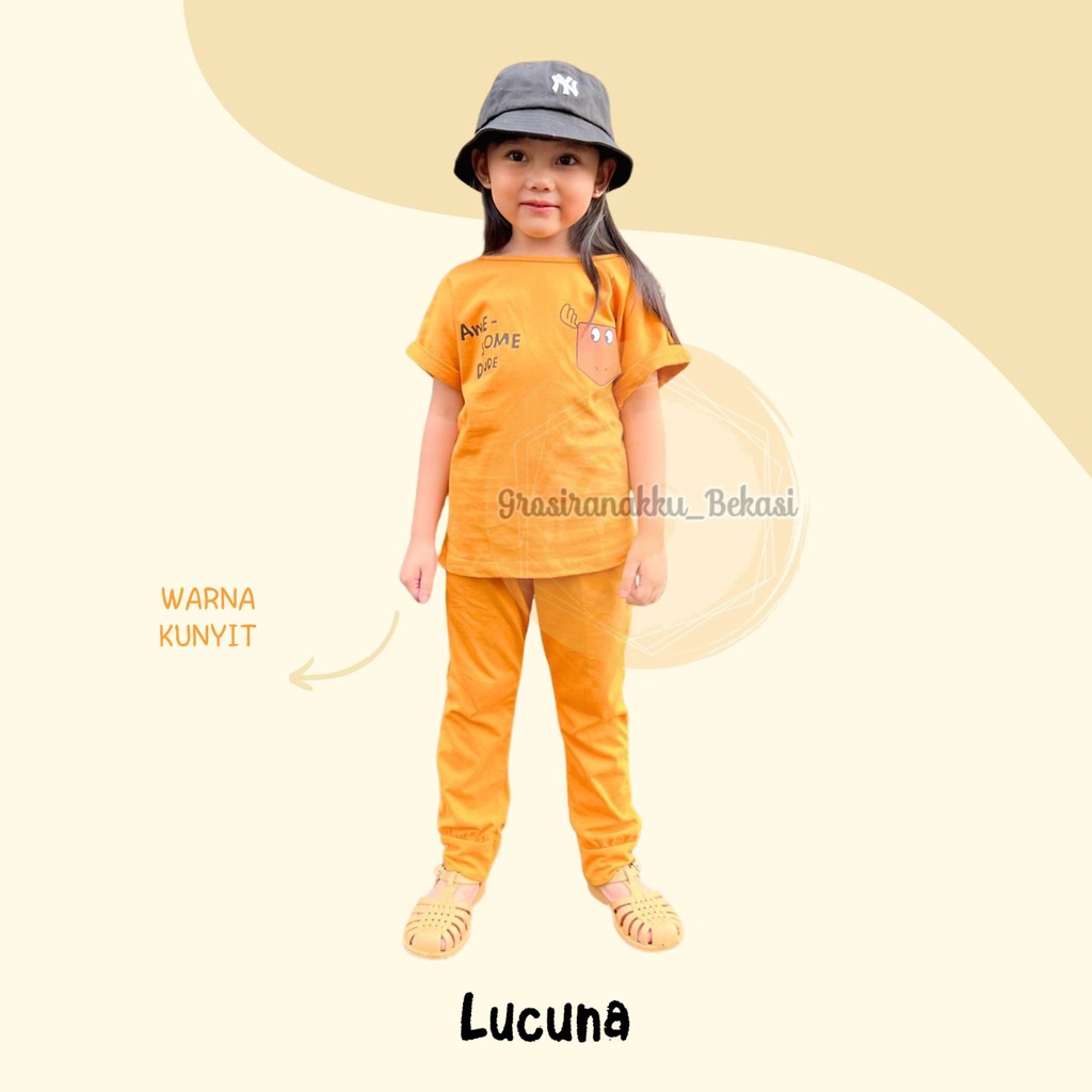 Setelan Anak Unisex Boboho Lucuna Warna Kunyit Size 1-5 Thn