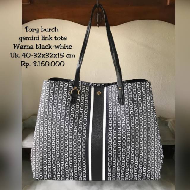 Tory Burch Gemini Link Tote black-white