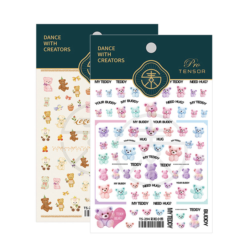 ELEGANT New 3D Nails Sticker Japanese DIY Nail Art Bear Nail Polish Sticker 5D Thin Tough Salon Nail Decoration Teddy Bear Nail Foil Decals Lovely Cute Self-Adhesive Decal