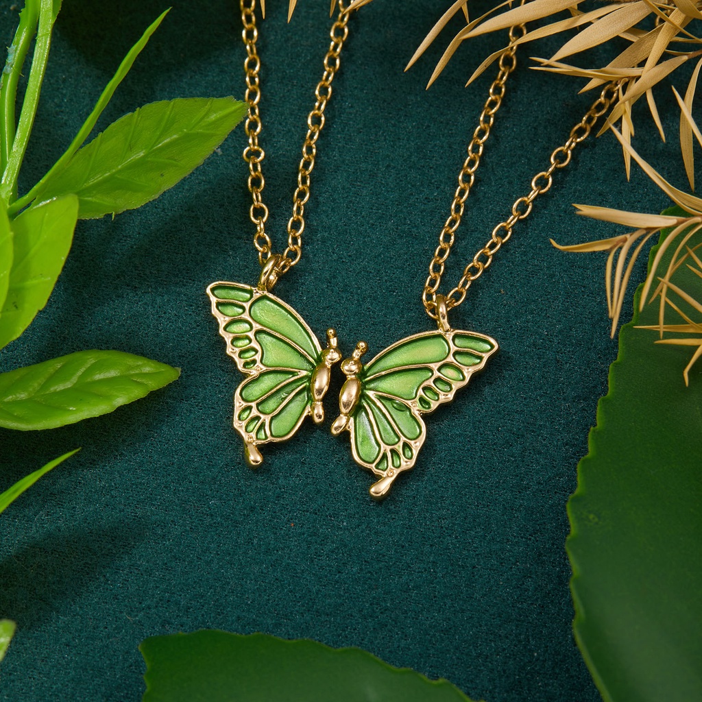 Butterfly Kalung Rantai Klavikula Dengan Liontin Kupu-Kupu Warna-Warni Untuk Aksesoris Wanita