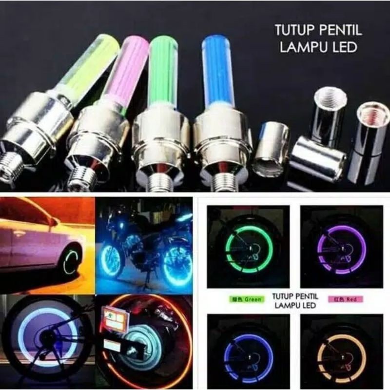 HOPE STORE - BISA COD (1 SET ISI 2 PCS ) Tutup Pentil Ban LED Sensor Gerak / Pentil Ban Motor Mobil Sepeda LED