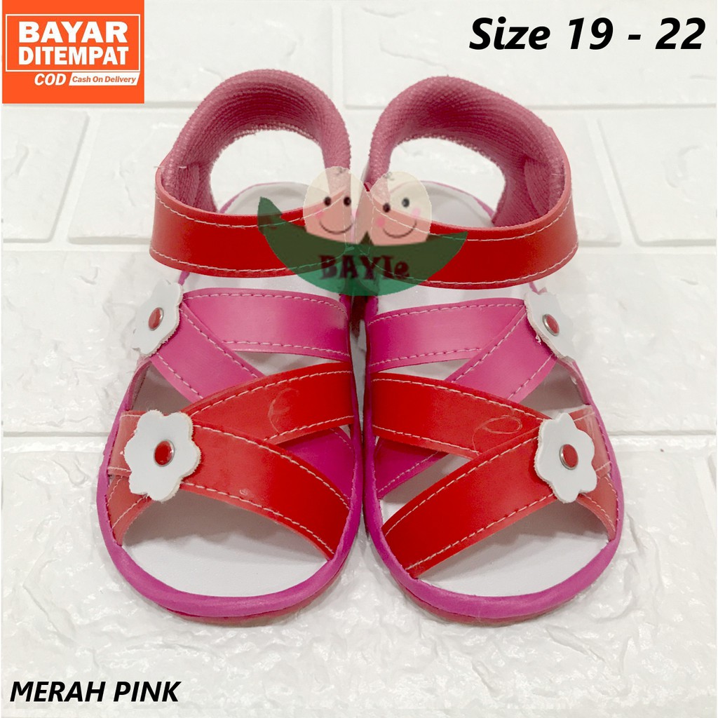 BAYIe - Sepatu Anak Bayi/Balita Perempuan Motif 2 BUNGA C35 CHEDI usia 1 - 3 tahun