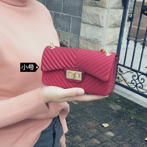 SQR0082 Tas jelly matte chanel chevron mini slingbag Tas selempang pesta tas import wanita Jelly bag