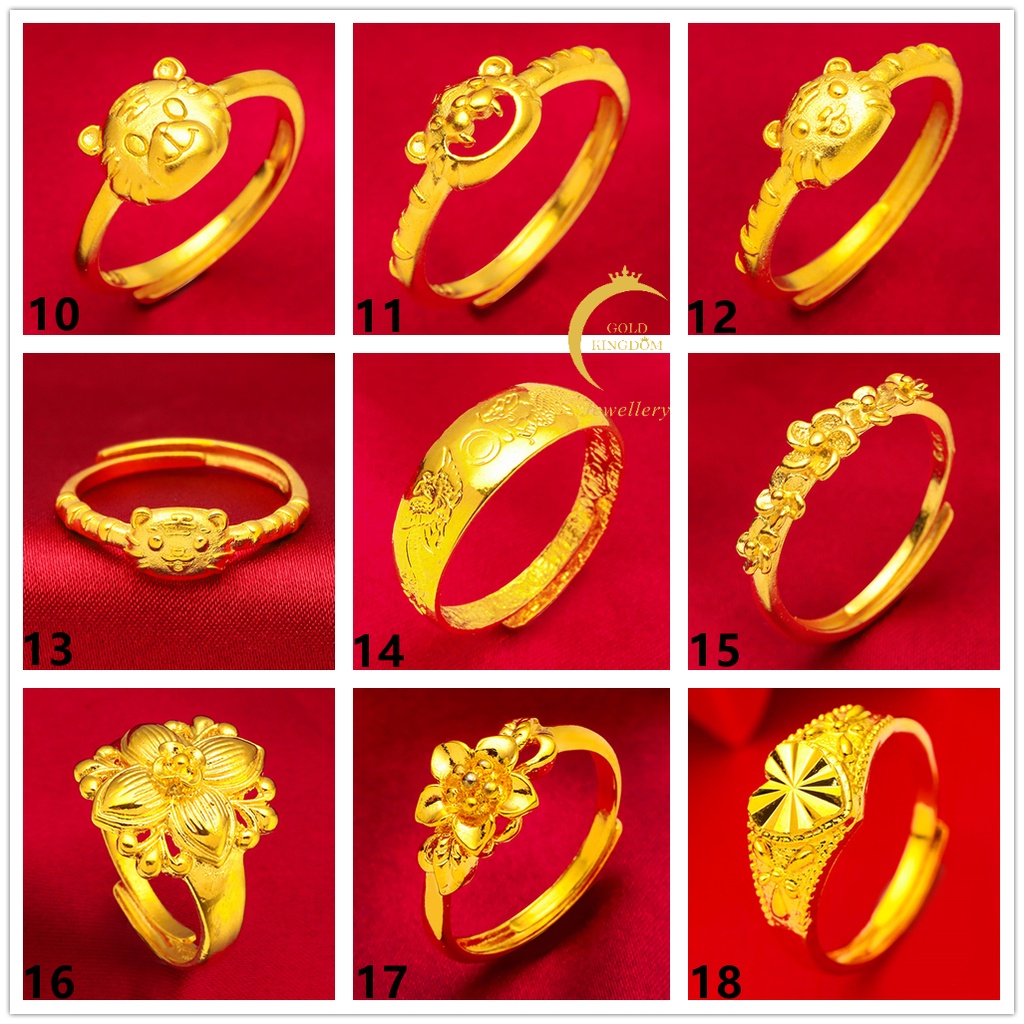 Cincin Kawin Emas Asli Emas Asli Kadar 375Desain Harimau Love Cincin Wanita Tunangan 50 Desain Dapat Disesuaikan Gaya Korea Untuk