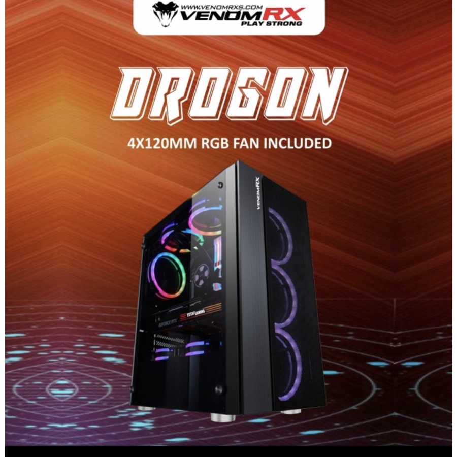 Casing PC VenomRX Drogon ATX Tempered Glass