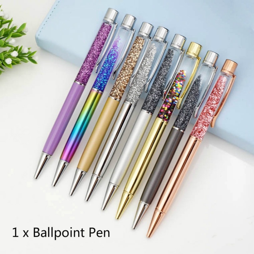 Creatively Luxury Ball-point Flow Oil Crystal Gold Foil Metal Copper Colorful Gold Color Pen