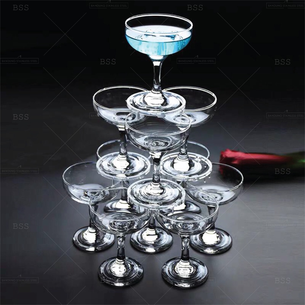 Gelas Kaca Wine 160ml Champagne Wedding Glass Kecil Kaki Stem Glass Kaca Mewah Unik