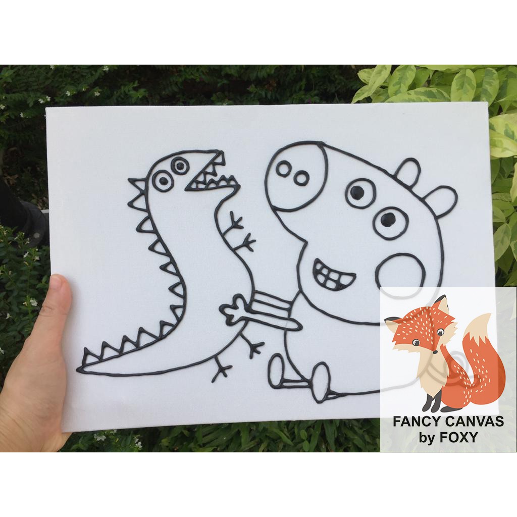 

READY KANVAS LUKIS ANAK OUTLINE TIMBUL GAMBAR - GEORGE PEPPA PIG PERALATAN MELUKIS CANVAS ANAK