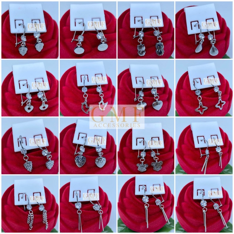 Anting Monel Permata Diamond Bentuk Bulat Ada Bandulnya Gambar Boneka Banyak Macam Anting Anak-Anak Dewasa Permata Swarovski Anti Karat Stainless Steel