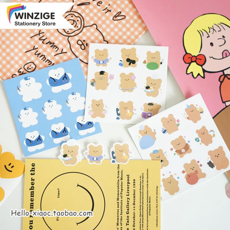  Winzige  2pcs Korean Cartoon Bear Sticker Set Cute INS 