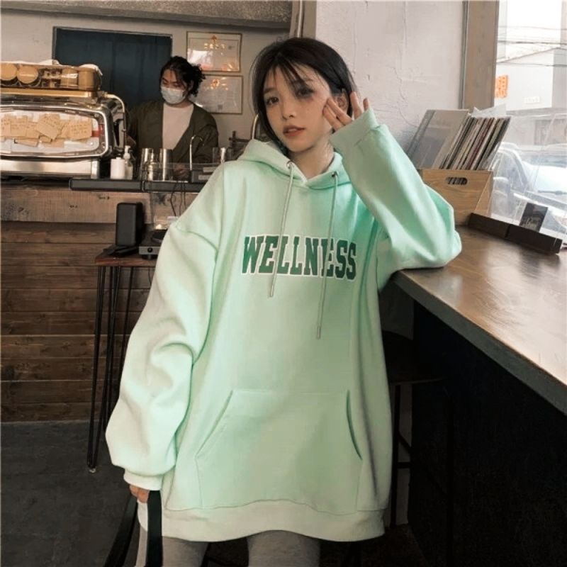 Hoodie MINT GREEN WELLNESS (S - XXXXL 6XL) Jaket Jumper Mint Matcha Green Hijau Sage Oversize Korean Style Unisex Jacket Boy Girl BIG size Jumbo Harajuku Street Wear