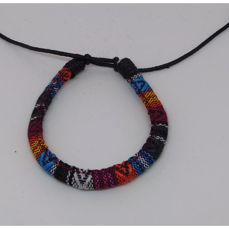 Gelang Tenun Etnik Songket Gelang Rajut Unik Motif Kain Harga Grosir Langsung Pengrajin-Hitam Orange