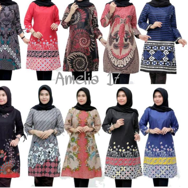 (TERBAIK) Model Baju Batik Wanita Terbaru 2022 Atasan Lengan Panjang Tunik Wanita - tunik batik wani