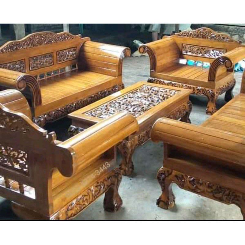 Kursi tamu Madura kuku macan full kayu jati / Kursi tamu ukir Jepara asli kayu jati