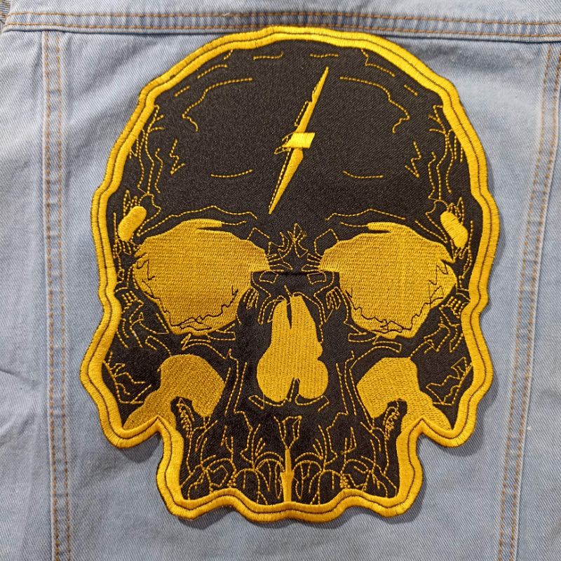 BACKPATCH BORDIR TENGKORAKK EMAS BEST QIALITY